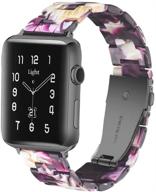 light apple watch band - fashion resin iwatch band bracelet compatible with stainless steel buckle for apple watch series 6 series se series 5 series 4 series 3 series 2 1 (dazzling purple logo