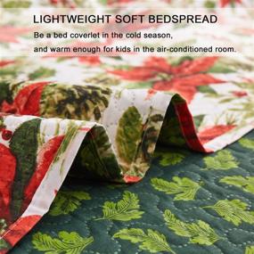 img 1 attached to 🎄 Christmas Floral Bedspreads Set: Full/Queen Size Lightweight Bedding, 3Pcs Quilts & Reversible Coverlet with 2 Pillow Shams