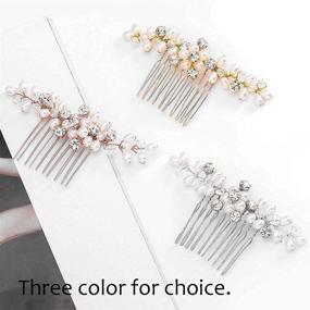 img 3 attached to 💍 Brishow Crystal Bride Wedding Hair Comb: Stylish Pearl Hair Accessories for Women and Girls (Silver)