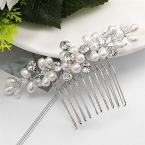 img 1 attached to 💍 Brishow Crystal Bride Wedding Hair Comb: Stylish Pearl Hair Accessories for Women and Girls (Silver)