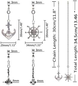 img 3 attached to ⚓️ Hyamass Vintage Anchor and Wheel Charm Pendant Ceiling Fan Danglers Fan Pulls Chain Extender Set with Ball Chain Connector (Nickel)