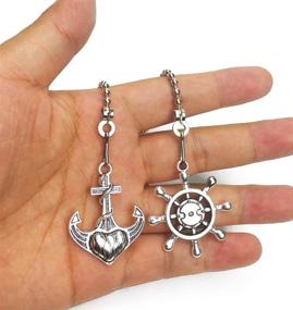 img 1 attached to ⚓️ Hyamass Vintage Anchor and Wheel Charm Pendant Ceiling Fan Danglers Fan Pulls Chain Extender Set with Ball Chain Connector (Nickel)