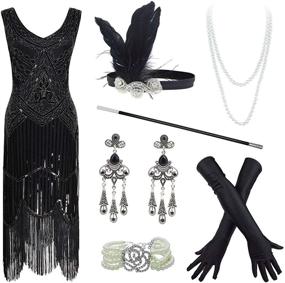 img 4 attached to 👗 Black Flapper Evening Cocktail Dress Accessories for Women's Clothing