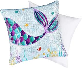 img 4 attached to 🧜 WERNNSAI Mermaid Pillow with Insert - Gorgeous 16x16 Inch Blue Sequins Throw Pillow for Home Decor, Sofa, Bed, Office - Perfect Birthday or Christmas Gift