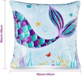 img 1 attached to 🧜 WERNNSAI Mermaid Pillow with Insert - Gorgeous 16x16 Inch Blue Sequins Throw Pillow for Home Decor, Sofa, Bed, Office - Perfect Birthday or Christmas Gift