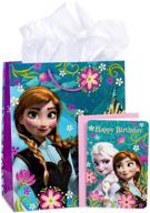 hallmark's 13" large frozen gift bag: anna and elsa birthday bliss with card and tissue paper logo