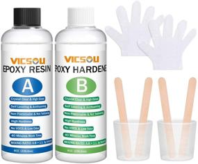 img 4 attached to Epoxy Resin and Hardener Kit, 16OZ Clear Crystal Coating Kit for Art, Crafts, Tumblers, 🎨 Jewelry Making, River Tables, Easy Cast Resin with Bonus: 4pcs Sticks, 2pcs Graduated Cups, 2 Pairs Gloves