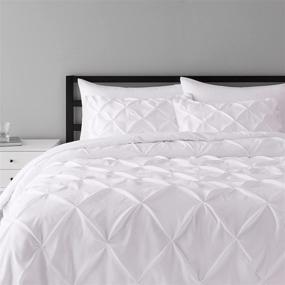 img 4 attached to 🛏️ Premium Quality Pinch Pleat Down-Alternative Comforter Bedding Set - Full/Queen Size, Bright White by Amazon Basics