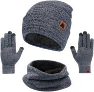 winter hat, scarf, and glove set for women 🧣 - mysuntown 3-piece beanie, neck warmer, and touchscreen gloves for men logo