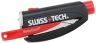 🔧 swiss+tech bodygard аварийный инструмент для автомобиля - многофункциональный инструмент 3-в-1 со встроенным фонариком, ремнем безопасности и стеклобойщиком - прочная конструкция, в комплекте батарейки и ключница. логотип
