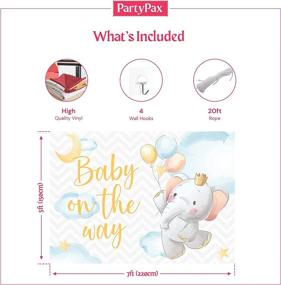 img 2 attached to 🐘 PARTYPAX Elephant Baby Shower Backdrop - Gender Reveal & Welcome Baby Party Theme Decorations - 7x5 ft. Elephant Backdrop for a Memorable Celebration!