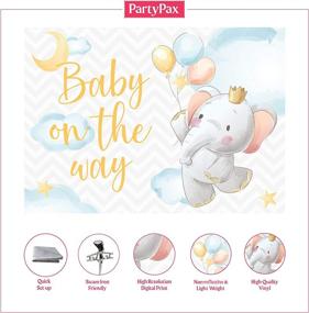 img 1 attached to 🐘 PARTYPAX Elephant Baby Shower Backdrop - Gender Reveal & Welcome Baby Party Theme Decorations - 7x5 ft. Elephant Backdrop for a Memorable Celebration!