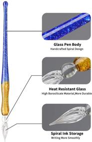 img 1 attached to 🖋️ Joi-Fun Набор для письма ручкой из высококачественного боросиликатного стекла - писчие перья, 2 наконечника и 12 красочных чернил для искусства, письма и подарков