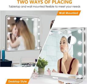 img 2 attached to 💡 AUCARY Lighted Vanity Mirror with 14 Dimmable LED Bulbs, 3 Color Settings - Hollywood Style Makeup Cosmetic Mirrors with Touch Control Design. Can be Used as Tabletop or Wall Mounted Plug and Use Vanity Mirrors