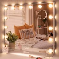💡 aucary lighted vanity mirror with 14 dimmable led bulbs, 3 color settings - hollywood style makeup cosmetic mirrors with touch control design. can be used as tabletop or wall mounted plug and use vanity mirrors логотип