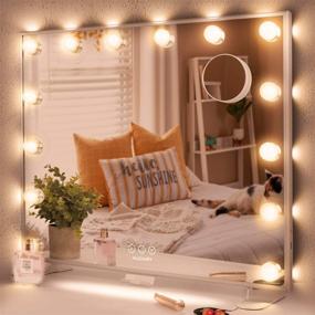 img 4 attached to 💡 AUCARY Lighted Vanity Mirror with 14 Dimmable LED Bulbs, 3 Color Settings - Hollywood Style Makeup Cosmetic Mirrors with Touch Control Design. Can be Used as Tabletop or Wall Mounted Plug and Use Vanity Mirrors