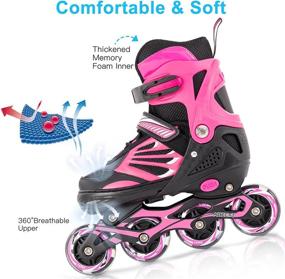 img 2 attached to 🛼 Lamberia Adjustable Adult Inline Skates with Light Up Wheels - Outdoor & Indoor Roller Skates for Beginner Women, Men, Girls, and Boys