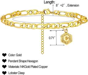 img 3 attached to Women's Gold Initial Bracelet: 4mm Figaro Cuban Chain Bracelets with Personalized Letters for Teen Girls - 26 Alphabet Letter Ankle Bracelet with Extension: Stylish Jewelry