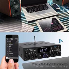 img 1 attached to 🔊 Усилитель домашнего стерео Multi-Channel Wireless Bluetooth мощностью 200 Вт - аудиоусилитель для дома с оптическим/фоновым/коаксиальным входами, FM-радио, USB/SD, AUX, RCA, входом для микрофона, антенной и пультом ДУ - Pyle PDA4BU