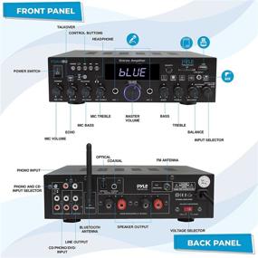 img 3 attached to 🔊 Усилитель домашнего стерео Multi-Channel Wireless Bluetooth мощностью 200 Вт - аудиоусилитель для дома с оптическим/фоновым/коаксиальным входами, FM-радио, USB/SD, AUX, RCA, входом для микрофона, антенной и пультом ДУ - Pyle PDA4BU