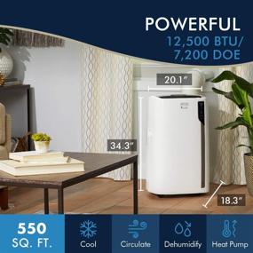 img 3 attached to 🏢 De'Longhi 12500 BTU Smart Portable Air Conditioner, Heater, Dehumidifier & Fan with WiFi, Compatible with Alexa & Google Home, Quiet Mode, 550 sq ft, Large Room, Pinguino 7200 (DOE), White