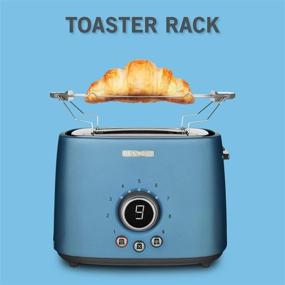 img 2 attached to Sencor STS6052BL Premium Metallic 2-Slot High Lift Toaster with Digital Button and Rack in Blue: A Toasting Marvel!