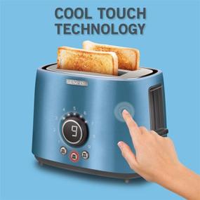 img 1 attached to Sencor STS6052BL Premium Metallic 2-Slot High Lift Toaster with Digital Button and Rack in Blue: A Toasting Marvel!