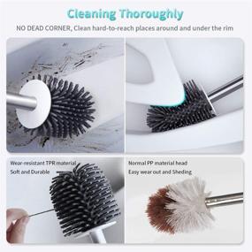 img 3 attached to Stylish and Durable MEXERRIS Toilet Brush and Holder Set with Soft Silicone Bristles - Ideal Bathroom Storage Solution with Tweezers (Black)