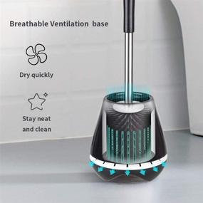 img 2 attached to Stylish and Durable MEXERRIS Toilet Brush and Holder Set with Soft Silicone Bristles - Ideal Bathroom Storage Solution with Tweezers (Black)