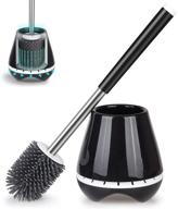 stylish and durable mexerris toilet brush and holder set with soft silicone bristles - ideal bathroom storage solution with tweezers (black) logo