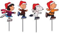 🎅 set of 4 pre-lit peanuts skating christmas pathway markers by productworks - 8-inch, incandescent holiday decor логотип