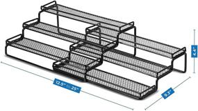 img 3 attached to 🔲 Black Modern Pantry Kitchen Countertop Spice Rack Organizer - Expandable 3 Tier Shelf Stand with 3 Step Design - Adjustable from 12 to 24 Inches