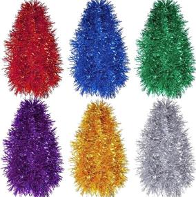 img 4 attached to 27m Tinsel Garland - 6 Rolls Christmas Tree Decorations | Glitter Wedding Birthday Party Supplies | Multicolor Hanging Decorations