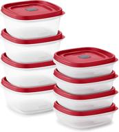 rubbermaid easy find vented lids food storage containers, set of 8 (16 pieces total), plastic meal prep containers, 8-pack in racer red логотип