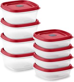 img 4 attached to Rubbermaid Easy Find Vented Lids Food Storage Containers, Set of 8 (16 Pieces Total), Plastic Meal Prep Containers, 8-Pack in Racer Red