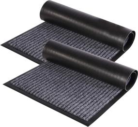 img 4 attached to 🚪 Durable Rubber ZUCI Door Mat 2 Pack - Indoor/Outdoor Non Slip Mats for High Traffic Areas