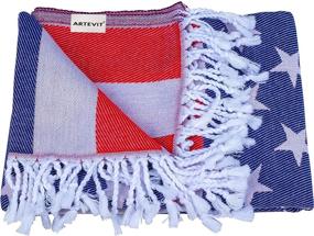 img 1 attached to ARTEVIT Bath and Beach Towel Lux Turkish Peshtemal: Prewashed Soft 100% Cotton Sand Free Quickdry Pool Blanket, American Flag Design