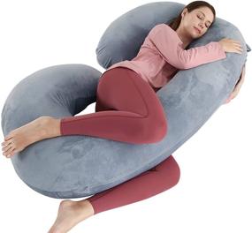img 4 attached to 🤰 Wndy's Dream Pregnancy Pillow: C Shaped Full Body Maternity Pillow for Pregnant Women - 57 inches with Removable Washable Velvet Cover in Grey