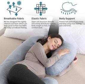 img 2 attached to 🤰 Wndy's Dream Pregnancy Pillow: C Shaped Full Body Maternity Pillow for Pregnant Women - 57 inches with Removable Washable Velvet Cover in Grey