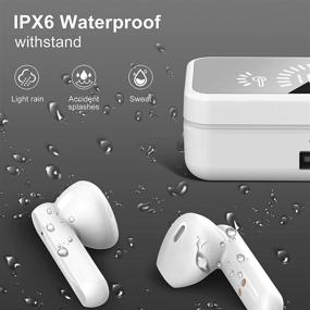 img 2 attached to 🎧 Беспроводные наушники IPX6 водонепроницаемые с зарядным футляром - TWS беспроводные наушники Bluetooth, внутриканальные стереонаушники, спортивные наушники с LED-дисплеем