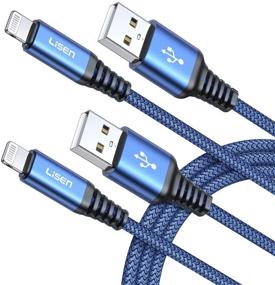 img 4 attached to LISEN MFi Certified iPhone Charger 2-Pack 6FT | Nylon Braided Lightning Cable | Fast Charging Cord for iPhone 13 Mini/12/11/Pro Max/XR/XS Max/X/8/7/6 Plus/SE iPad - 2.4A