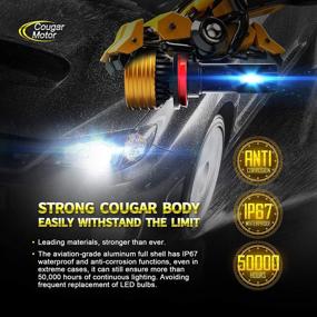 img 1 attached to 🔆 Лампа Cougar Motor LED H11, 16000 люмен, маленький дизайн, H8 H9, супер яркий, 6500K холодный белый, универсальный комплект для переоборудования - регулируемый луч, замена галогенной лампы