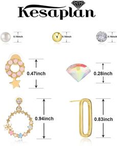 img 3 attached to Pairs Earrings Plated Hypoallergenic Crystal