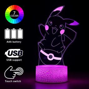 img 2 attached to Enhance Your Room with 3D Pi-Kachu Toys Night Light: 16 Color Changing Decor Lamp with Remote Control — Perfect Christmas Gifts for Kids, Boys, and Girls!