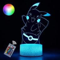 enhance your room with 3d pi-kachu toys night light: 16 color changing decor lamp with remote control — perfect christmas gifts for kids, boys, and girls! логотип