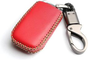 img 1 attached to WFMJ Leather For Dodge RAM 1500 2019 2020 2021 2022 Remote 6 Buttons Key Fob Case Keychain Cover Chain (Red)