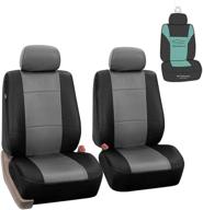 🚗 fh group pu002102 premium gray pu leather seat covers – front set with gift, universal fit for cars, trucks, and suvs logo