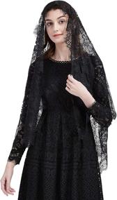 img 4 attached to 🌸 Stylish Mantilla Church Rectangle Floral Off White Women's Accessories for Elegant Attire