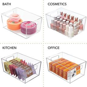 img 1 attached to Clear Plastic Organizer Storage Bins for Small Hand Soaps, Body Wash, Shampoos, Makeup, Hand Towels, Hair Accessories, Body Spray - 2 Pack, Modern Bathroom Design