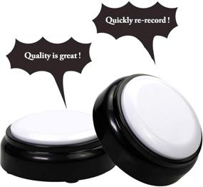 img 3 attached to 🔘 Cover Talking Button: Record & Playback Your Own Message 30 Sec Custom Recordable Set of 2 (2pcs/White+Black)